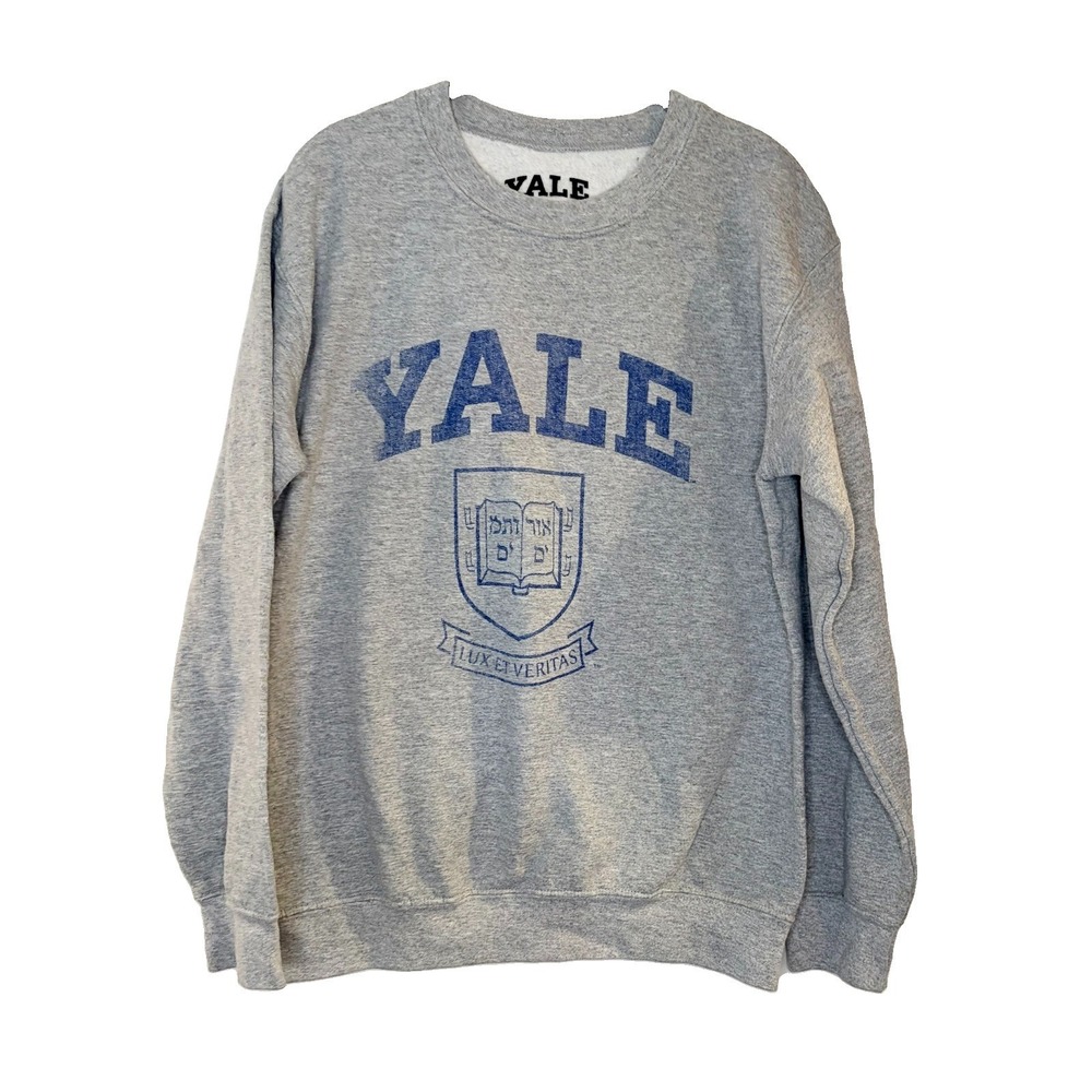 Women's Yale University Gray Pullover Graphic Sweatshirt Crew Neck Long Sleeve S